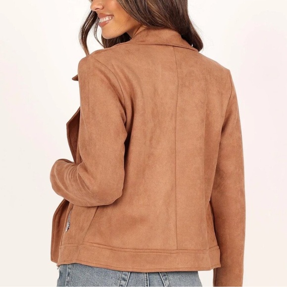 NEW Petal and Pup Womens Spencer Faux Suede Moto Jacket (Tan) - SZ 12 - Picture 2 of 2